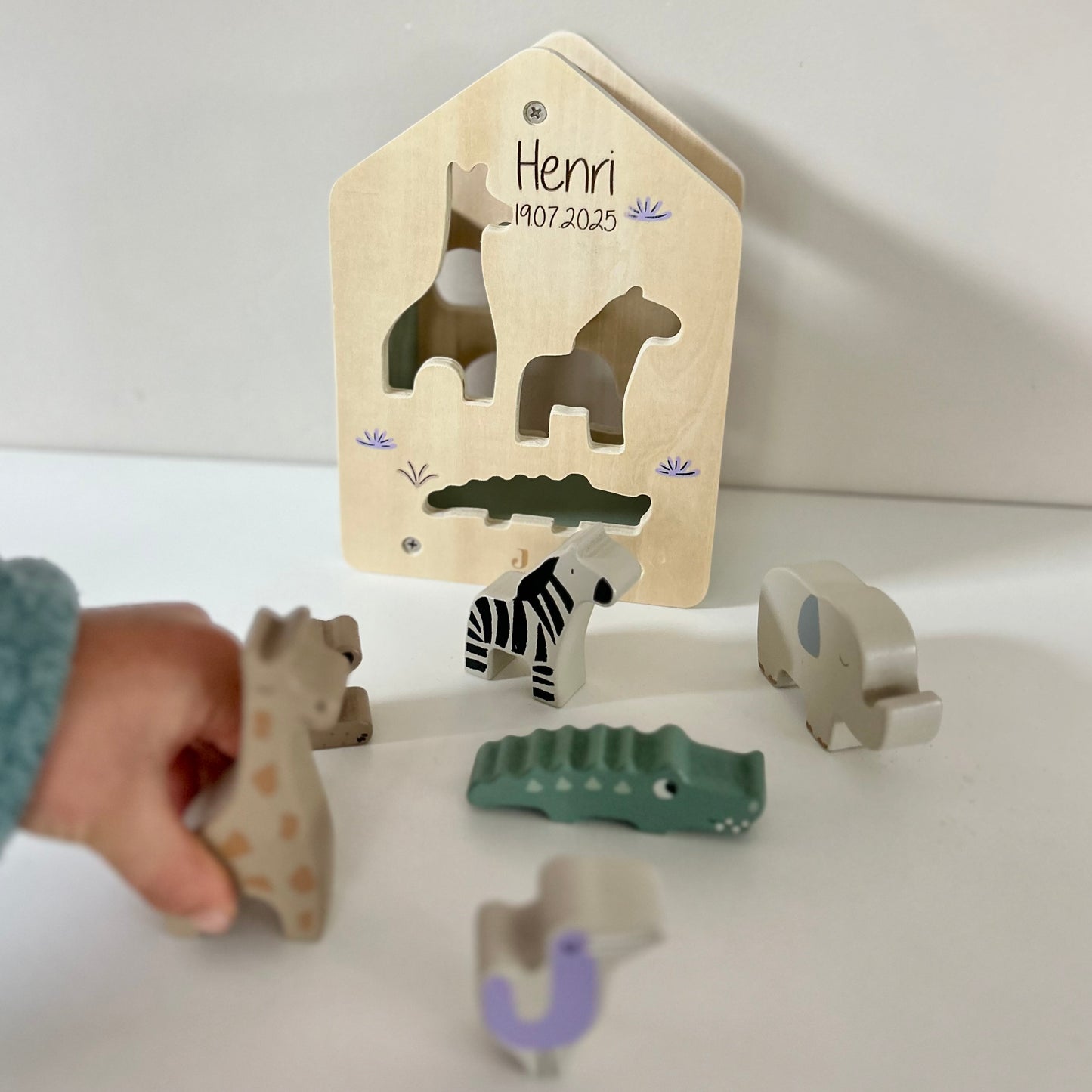 Jollein Holz-Sortierbox – Jungle Jambo | Personalisierbar mit Name