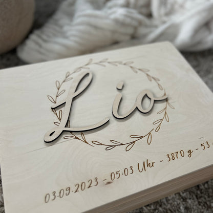 Erinnerungsbox Baby 3 D Schrift | Geburtsdaten