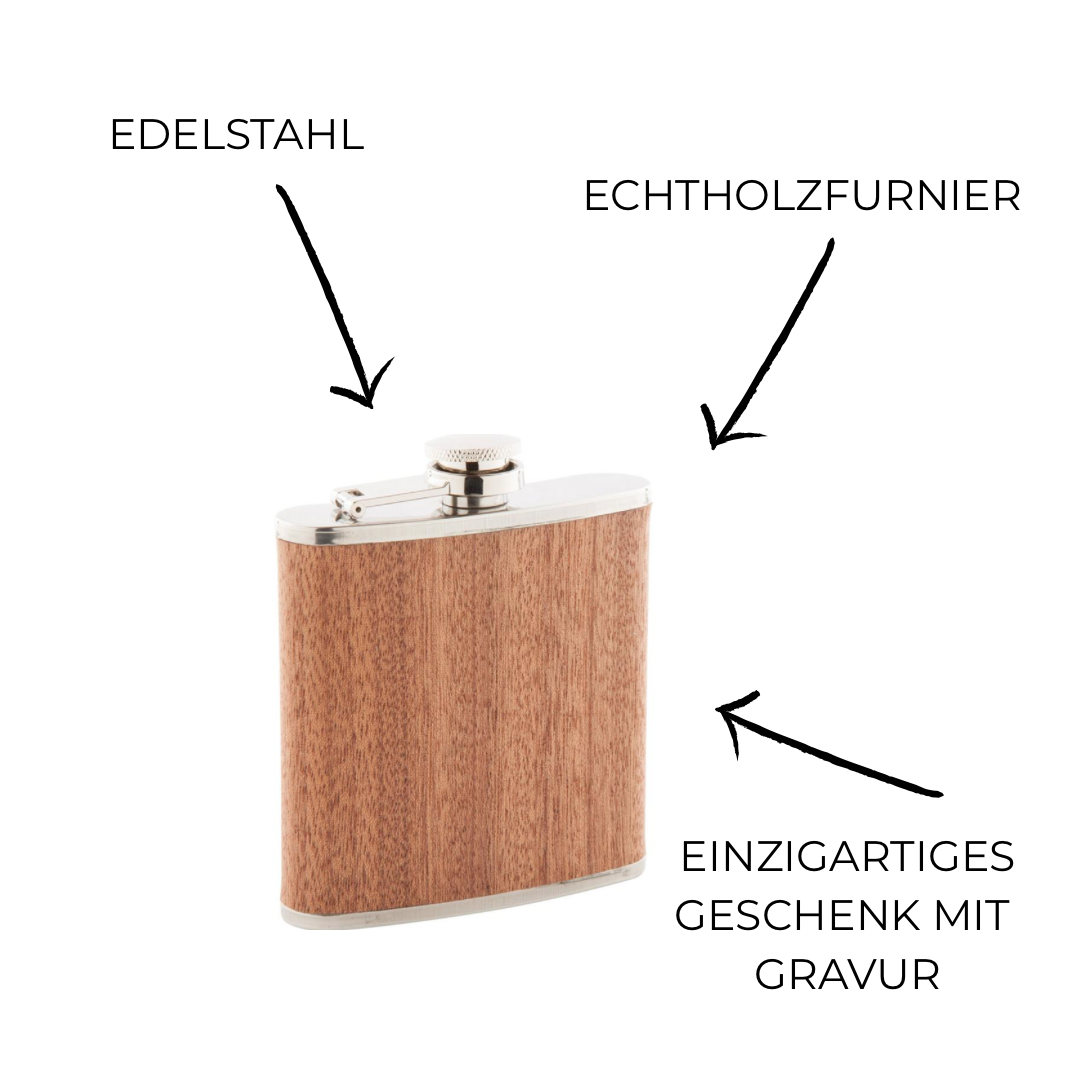 Flachmann mit Wunschgravur holz