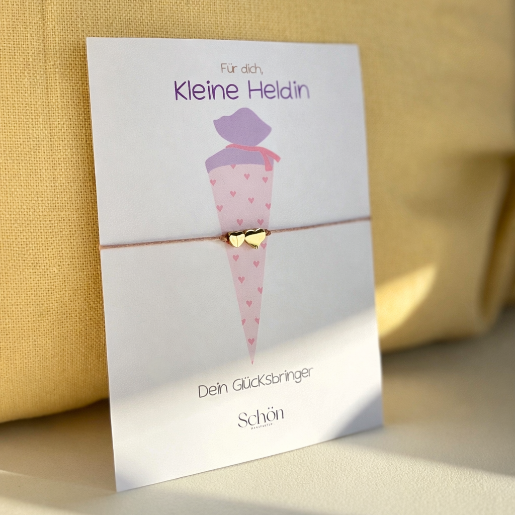 Einschulung Glücksbringer Armband – Goldene Herzen für kleine Heldinnen