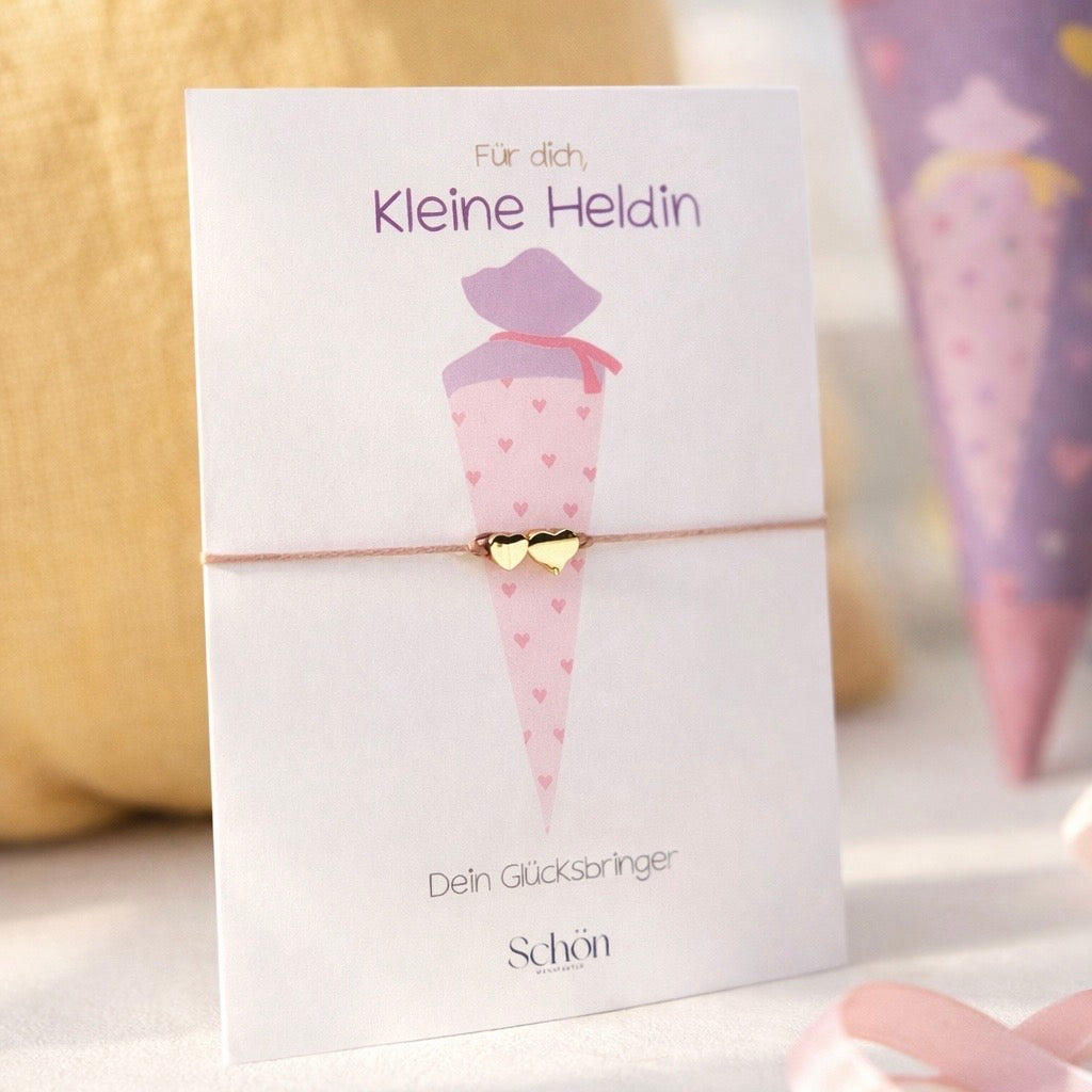 Einschulung Glücksbringer Armband – Goldene Herzen für kleine Heldinnen