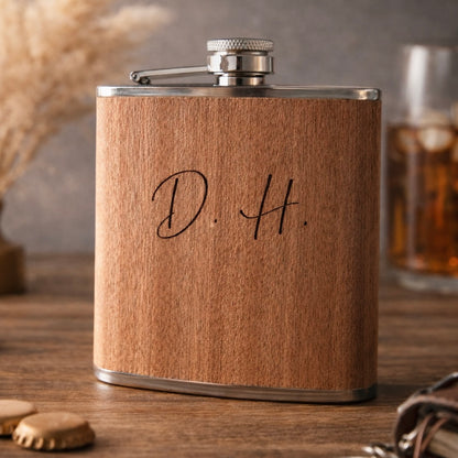 Flachmann mit Wunschgravur - holz
