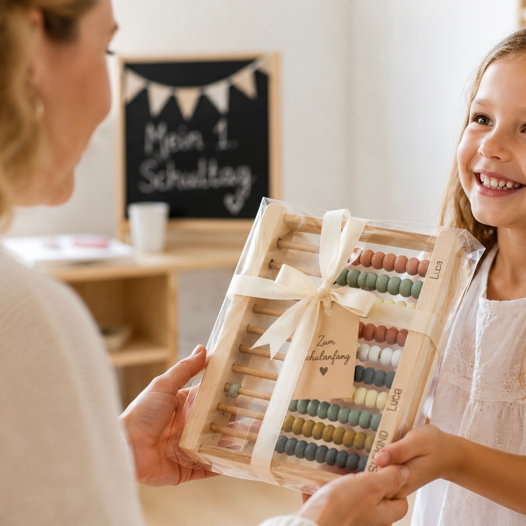 Geschenk Schulanfang - Rechenschieber Abakus personalisiert