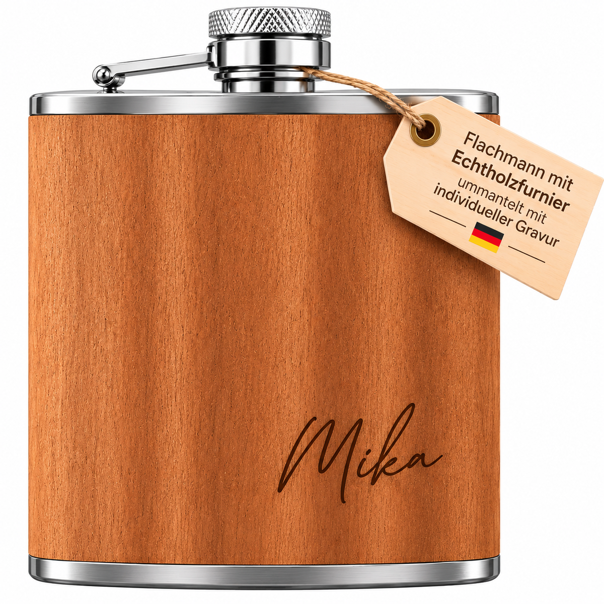 Flachmann mit Wunschgravur holz | Schön Manufaktur