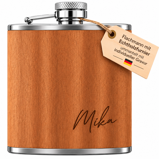 Flachmann mit Wunschgravur holz | Schön Manufaktur