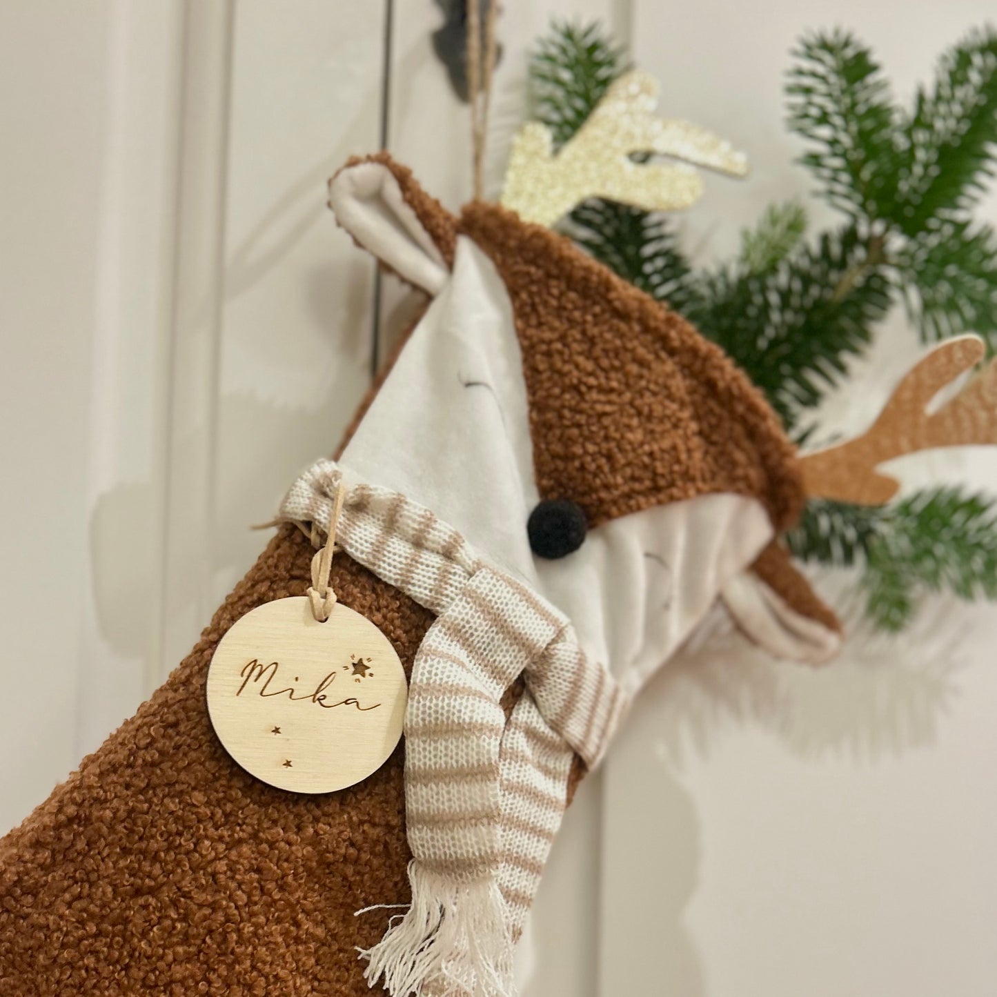 Personalisierter Nikolausstiefel mit Namen – Weihnachtsstrumpf aus Stoff