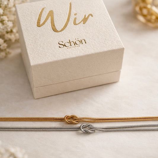 Knotenarmband Gold und Silber – Partner-  Freundinnenarmband aus Edelstahl - Valentinstag Geschenk