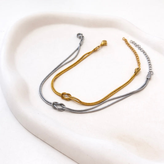 Knotenarmband Gold und Silber – Partner-  Freundinnenarmband aus Edelstahl - Valentinstag Geschenk