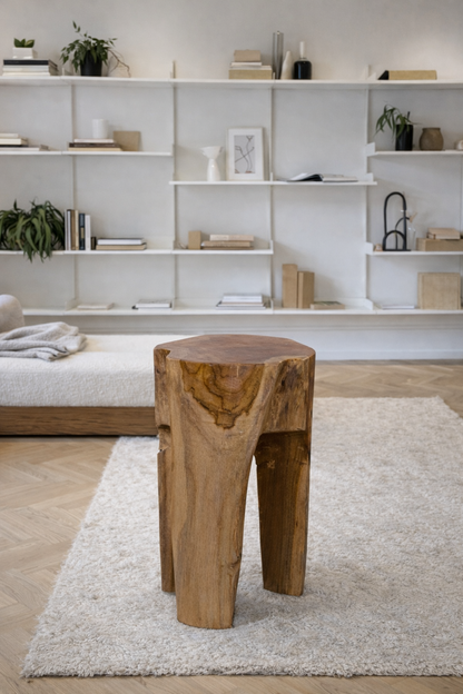 Teakholz Hocker recycelt – rustikal & natürlich, Ø26 cm