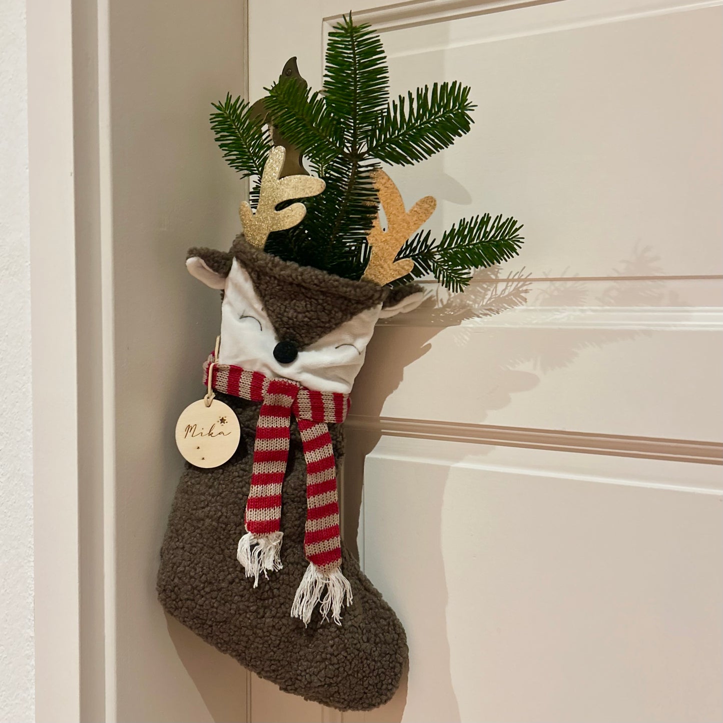 Personalisierter Nikolausstiefel mit Namen – Weihnachtsstrumpf aus Stoff