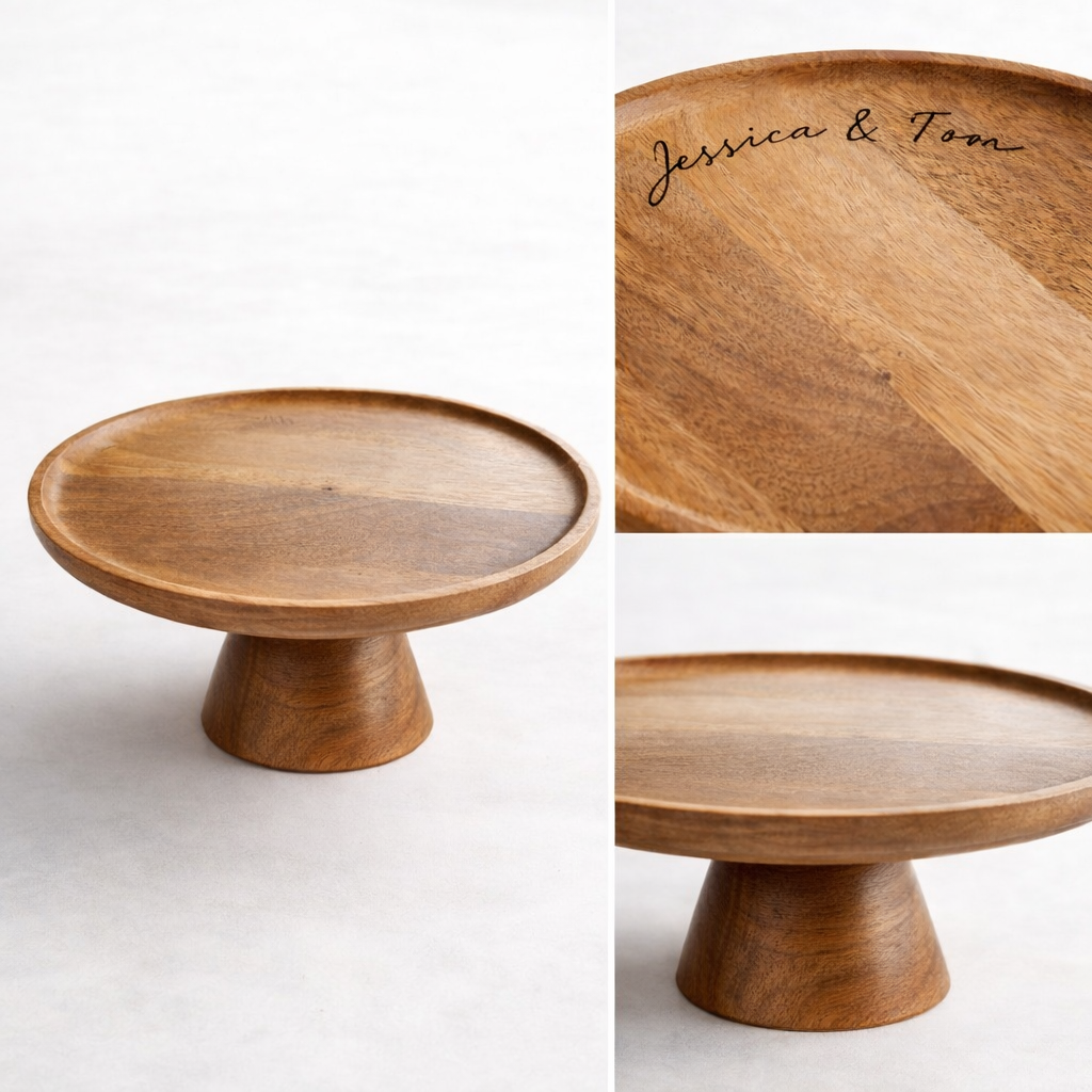 Etagere / Kuchenplatte Holz mit Wunschgravur