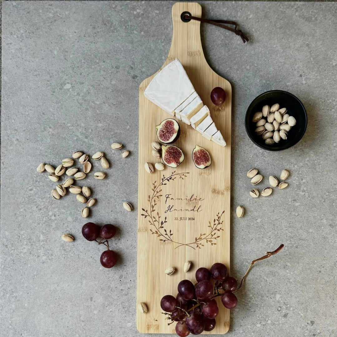 Schneidebrett mit Wunschgravur personalisierbar Hochzeit, Paare, Familien & Einzugsgeschenk