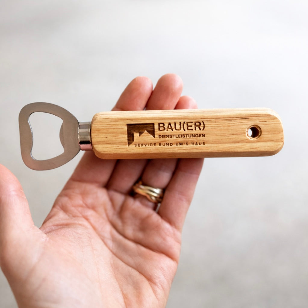 Personalisierter Flaschenöffner aus Holz mit Gravur – Geschenk für Männer, Papa, Kollegen, Vatertag oder Geburtstag