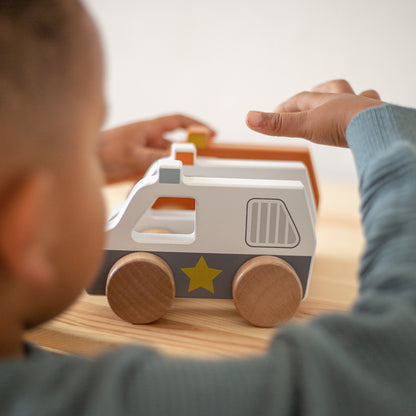 Tryco Holzauto Ploizei personalisierbar