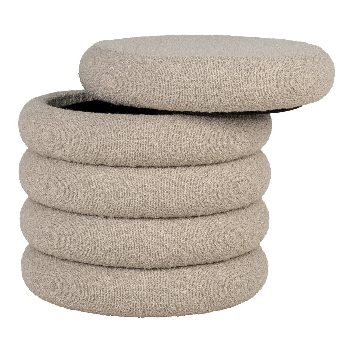 Brooklyn Pouf – Pouf mit Stauraum, lockig, beige, Ø44x44 cm