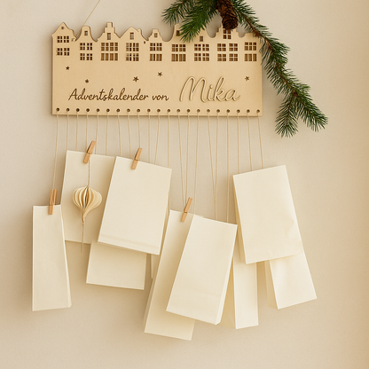 Adventskalender mit Wunschname in 3 D Schrift
