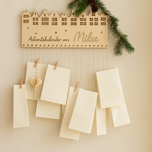 Adventskalender mit Wunschname in 3 D Schrift