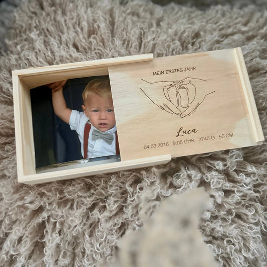 Personalisierte Babyfotobox mit süßem Motiv