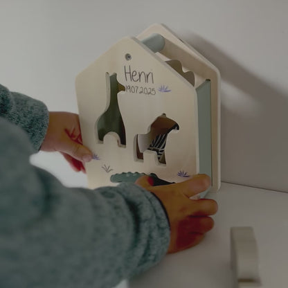 Jollein Holz-Sortierbox – Jungle Jambo | Personalisierbar mit Name
