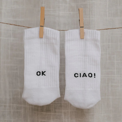 Eulenschnitt Socken „Ok Ciao“